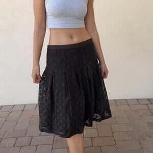 Brown lace flowy midi skirt Loft